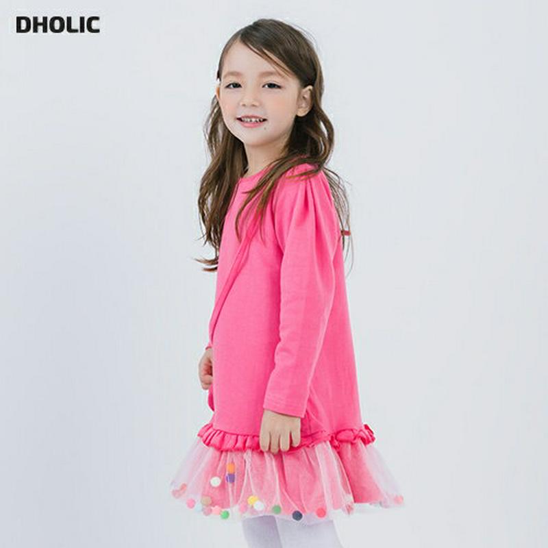 バッグ付ポンポンチュールヘムワンピース・p000769 キッズ【3~8才】【ops】【ワンピース ミディ丈 ミディワンピース 長袖 チュール ポンポン ぽんぽん カジュアル ポップ 可愛い かわいい 女の子 春 秋 子供 こども 子供服 こども服】【KIDS】