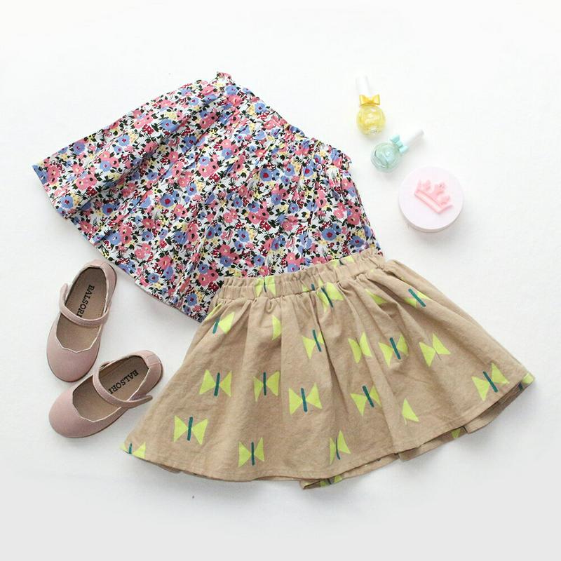 2TYPEフリルスカートパンツ・p000871 キッズ【3~8才】【pt】【キュロット スカートパンツ スカート パンツ 短パン フリル フリルスカート 総柄 花柄 フラワー カジュアル 可愛い かわいい 女の子 春 夏 秋 子供 こども 子供服 こども服】【KIDS】