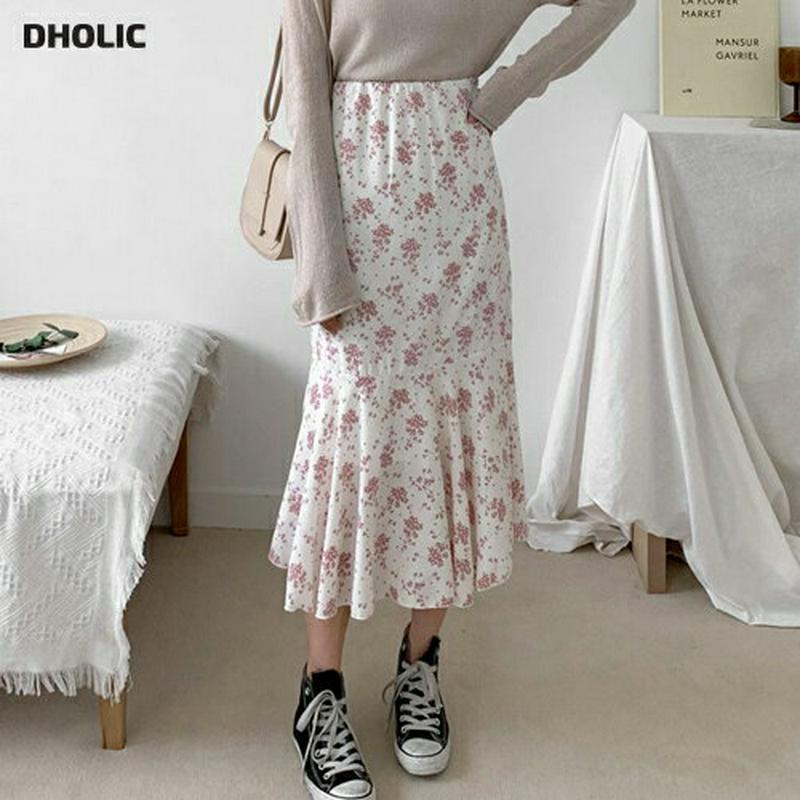 フローラルフレアスカート・全4色・b58621 レディース 【sk】【スカート ロング フレア 花柄　マーメイド ガーリー カジ