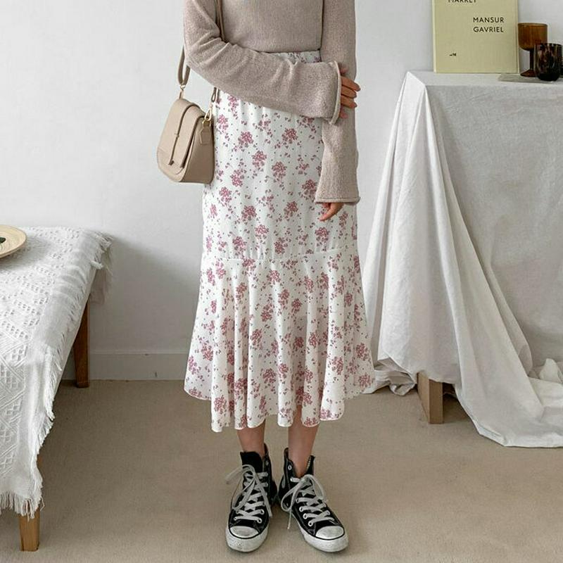 フローラルフレアスカート・全4色・b58621 レディース 【sk】【スカート ロング フレア 花柄　マーメイド ガーリー カジ