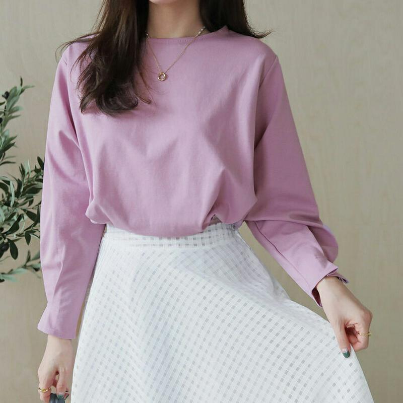 タックTシャツ・全4色・t61367 レディース【tops】【トップス Tシャツ タック 長袖 単色 大人 春 秋】【ハイホリH