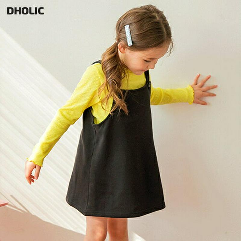 ボタンストラップワンピース・p000734 キッズ【3~8才】【ops】【ワンピース オールインワン 単色 無地 シンプル ミニ