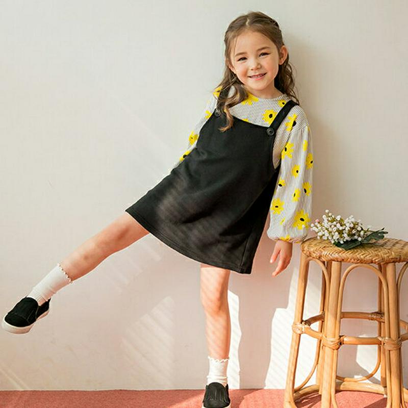 ボタンストラップワンピース・p000734 キッズ【3~8才】【ops】【ワンピース オールインワン 単色 無地 シンプル ミニ