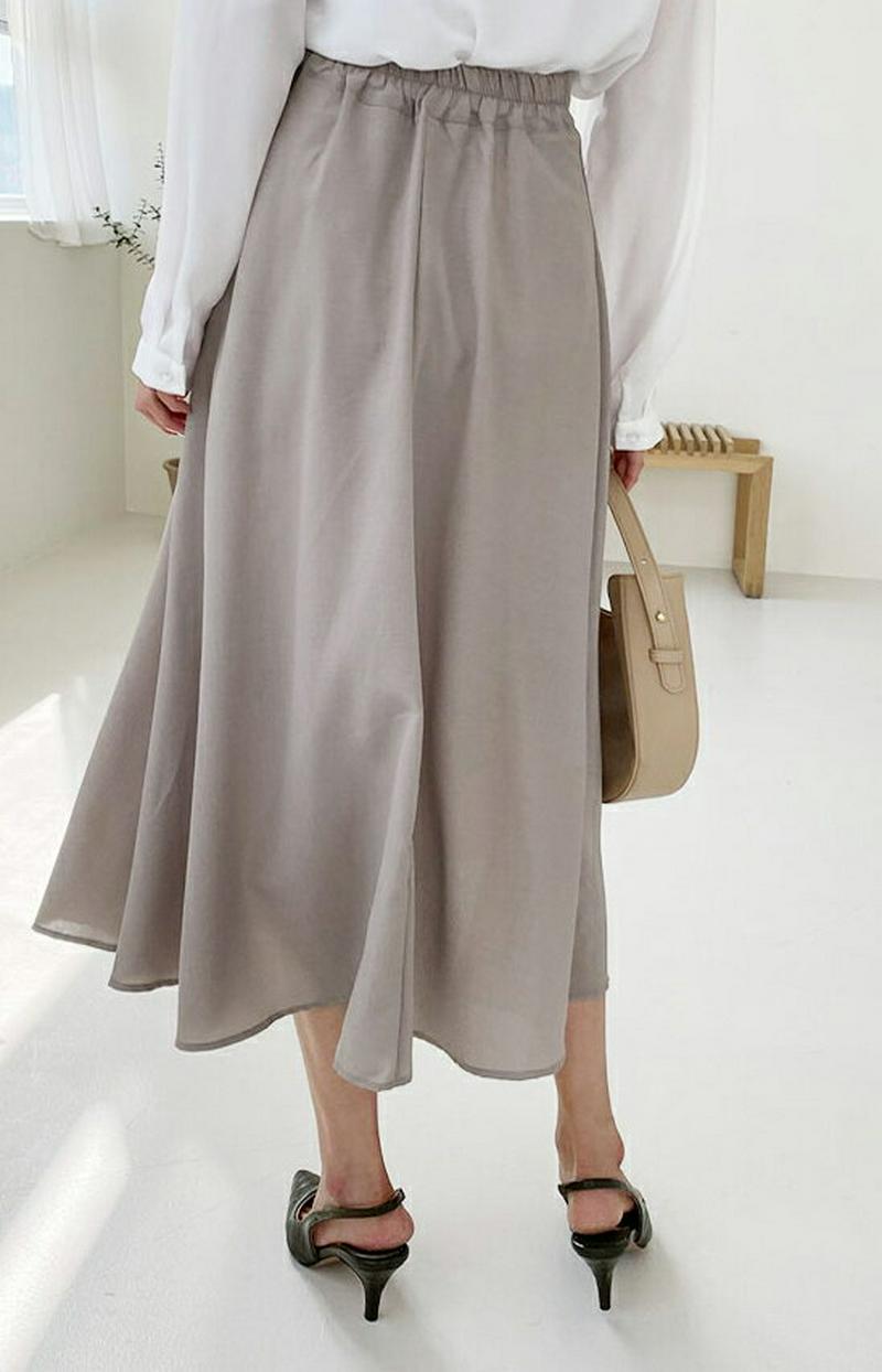 バックゴムフレアスカート・全2色・b55271 レディース 【sk】【スカート ロング丈 ロング フレア 無地 カジュアル ベー