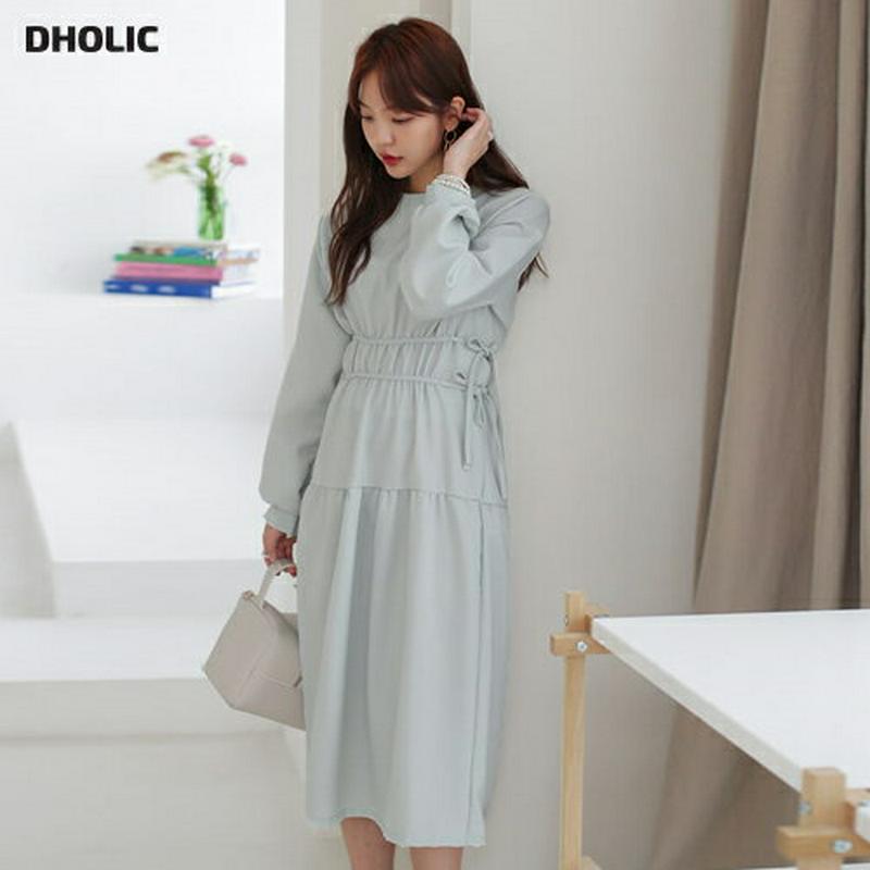 ダブルリボンギャザーワンピース・全3色・t55248 レディース 【ops】【ワンピース ロング丈 ロング 長袖 ギャザー リボ