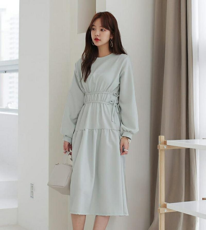 ダブルリボンギャザーワンピース・全3色・t55248 レディース 【ops】【ワンピース ロング丈 ロング 長袖 ギャザー リボ