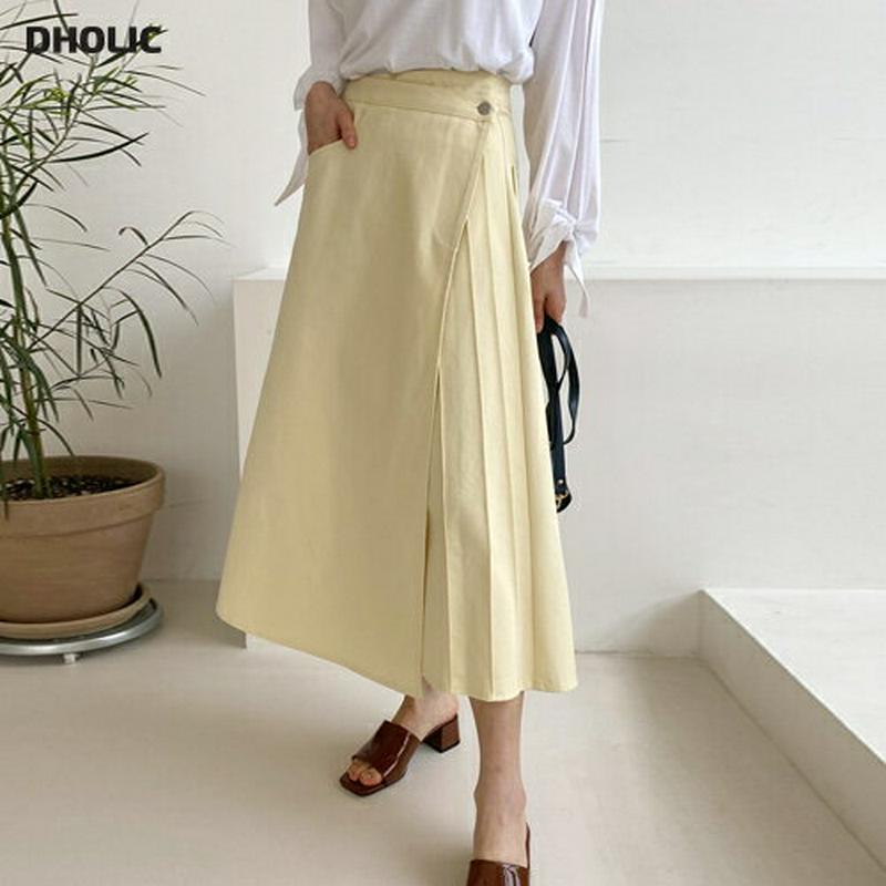 ボタンラップフレアスカート・全3色・t55272 レディース 【sk】【スカート ロング丈 ロング Aライン プリーツ ラップ 