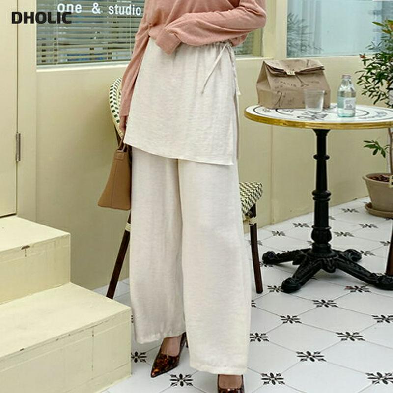 レイヤードドロストパンツ・全3色・t55268 レディース 【pt】【パンツ ロング丈 ロング ワイド ストレート レイヤード 