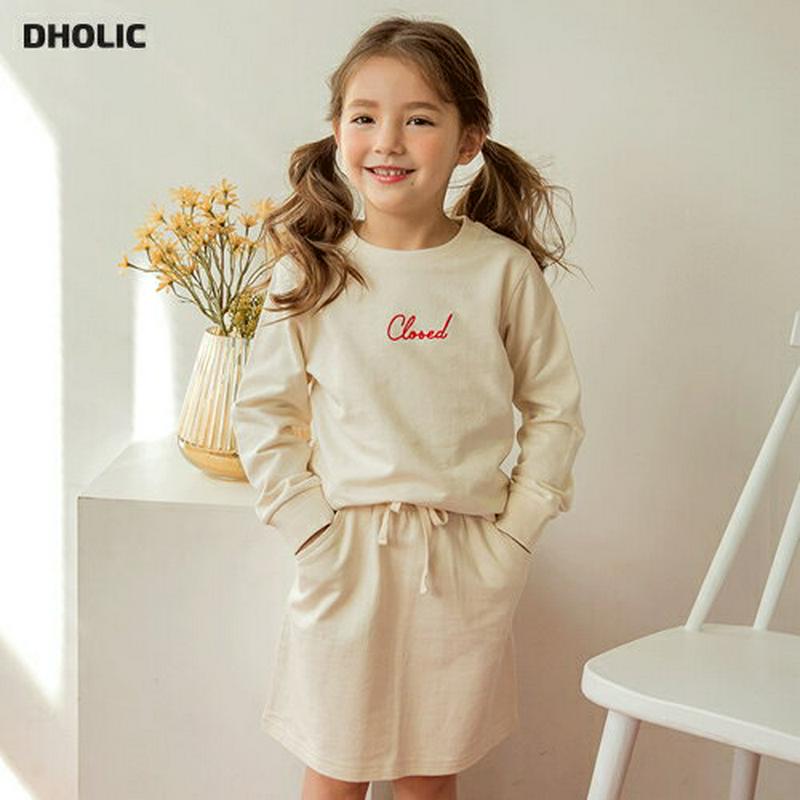 英字スウェット&スカートSET(クリーム)・p000742 キッズ【3~8才】【set】【セットアップ トップス 長袖 スウェッ