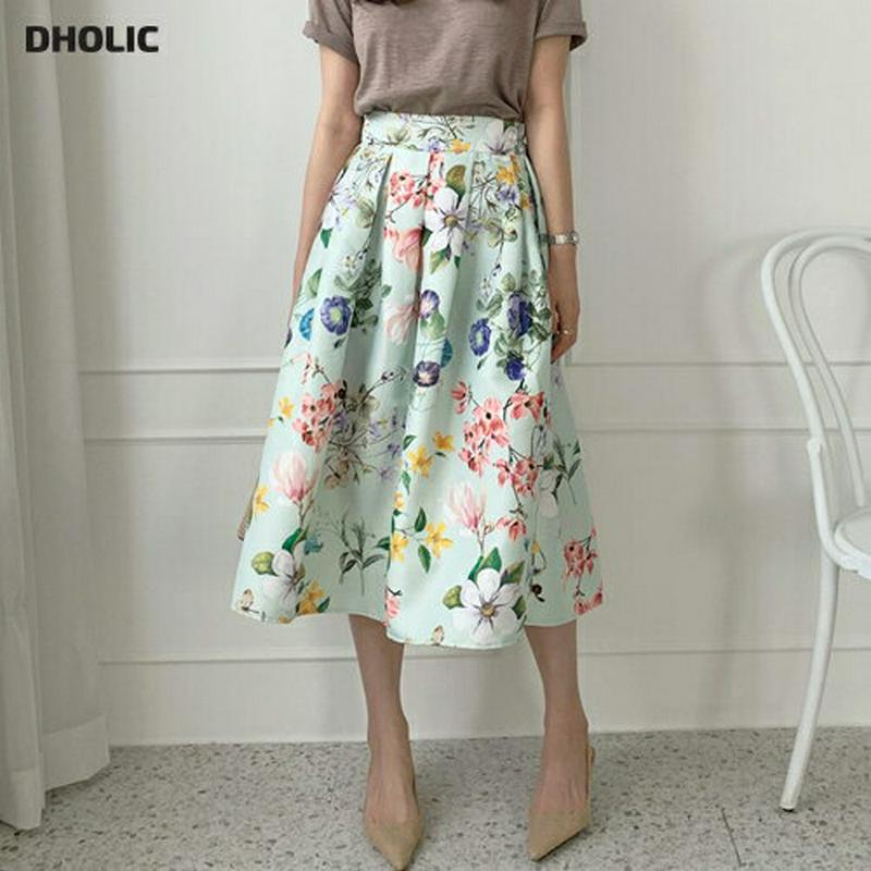 フローラルタックスカート・全3色・b61645 レディース【sk】【スカート ミディ丈 ミディスカート 花柄 フラワー タック 