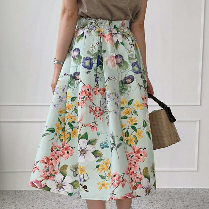 フローラルタックスカート・全3色・b61645 レディース【sk】【スカート ミディ丈 ミディスカート 花柄 フラワー タック 