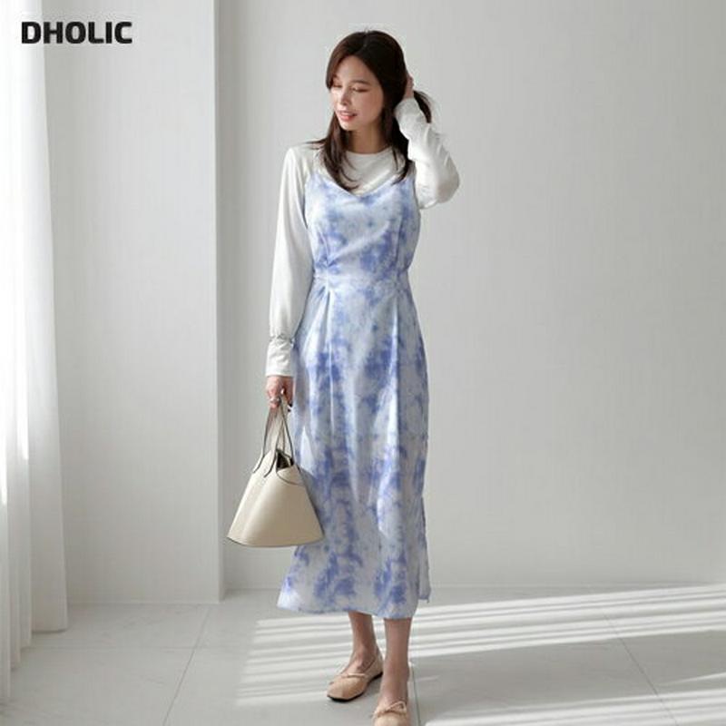 タイダイ柄リボンワンピース・全2色・b61636 レディース【ops】【ワンピース ロング ロングワンピース スリーブレス ノー