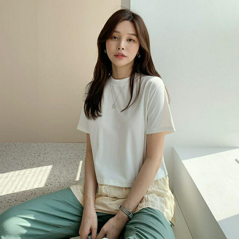 リンクルヘムTシャツ・全3色・b61629 レディース【tops】【トップス Tシャツ 半袖 半そで リンクル レイヤード風 カ