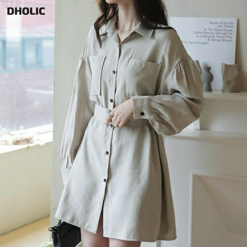 ベルト付ポケットシャツワンピース・全3色・t58312 レディース 【ops】【ワンピース ミニ丈 ミニ ショート 長袖 シャツ