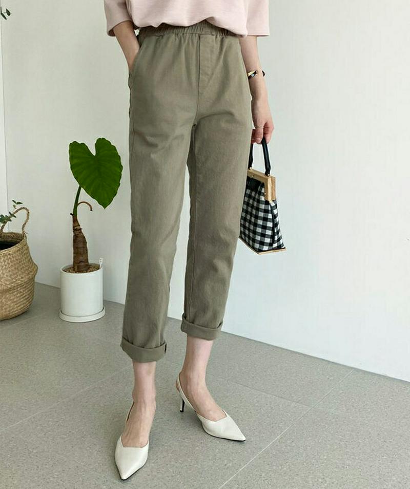 ウエストゴムコットンパンツ・全5色・61484 レディース【pt】【パンツ ズボン ボトムス ロングパンツ ウエストゴム コット