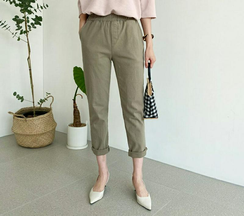 ウエストゴムコットンパンツ・全5色・61484 レディース【pt】【パンツ ズボン ボトムス ロングパンツ ウエストゴム コット