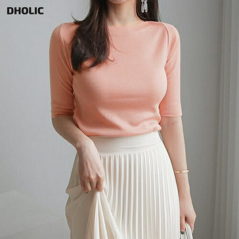 【只今10％OFF】ボートネックハーフスリーブニット・全5色・t61370 レディース【tops】【トップス ニット ニットトッ