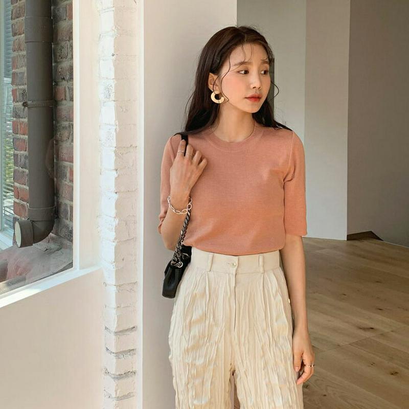 【只今10％OFF】ハーフスリーブニット・全4色・b55697 レディース 【tops】【トップス ニット 半袖 薄手 無地 ラ