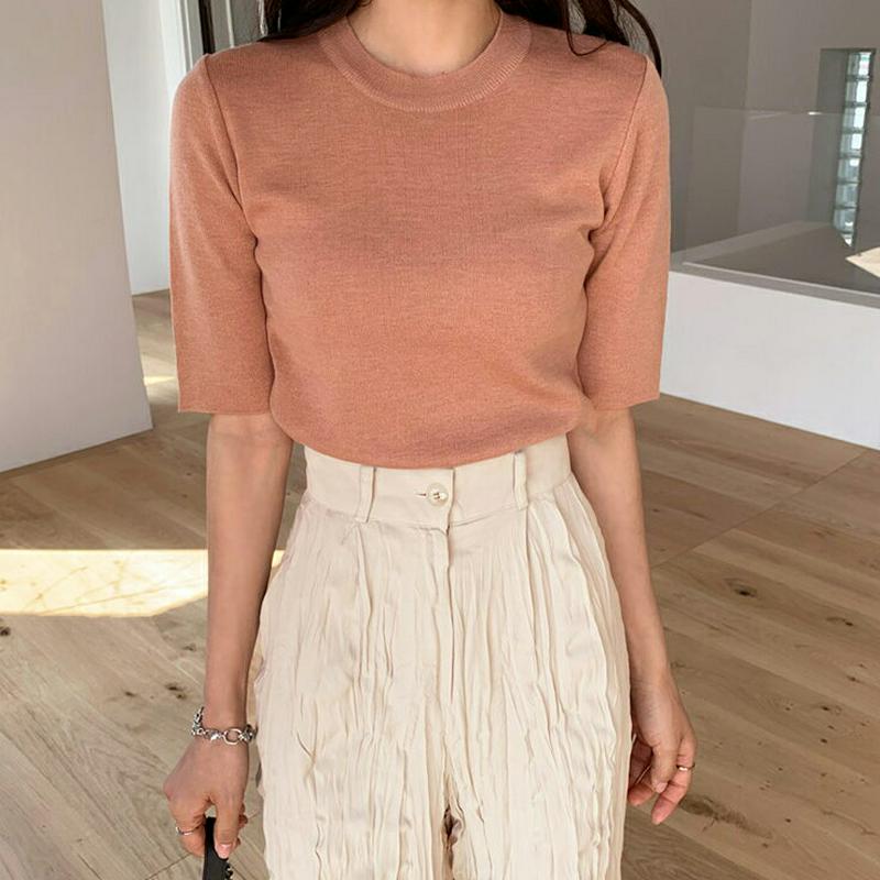 【只今10％OFF】ハーフスリーブニット・全4色・b55697 レディース 【tops】【トップス ニット 半袖 薄手 無地 ラ