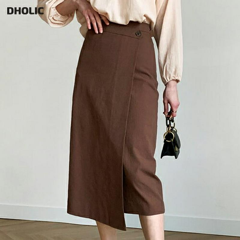 ボタンラップスカート・全3色・t58620 レディース 【sk】【スカート ロング ロング丈 ラップ カジュアル Hライン 無地