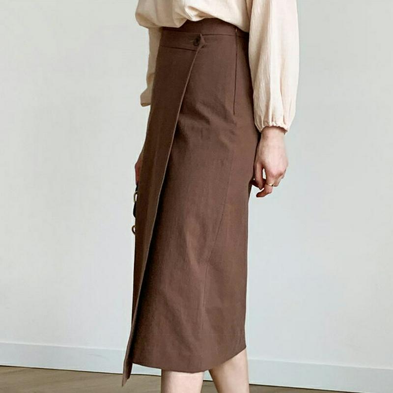 ボタンラップスカート・全3色・t58620 レディース 【sk】【スカート ロング ロング丈 ラップ カジュアル Hライン 無地