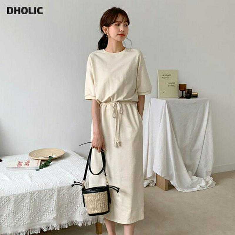 ウエストストリングワンピース・全3色・b58614 レディース 【ops】【ワンピース ロング丈 ロング スウェット 半袖 無地