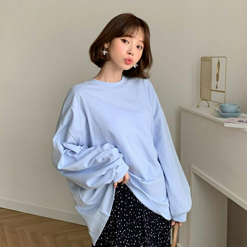 バックスリットリボンTシャツ・全4色・t58601 レディース 【tops】【トップス Tシャツ 長袖 パフスリーブ ドロップシ