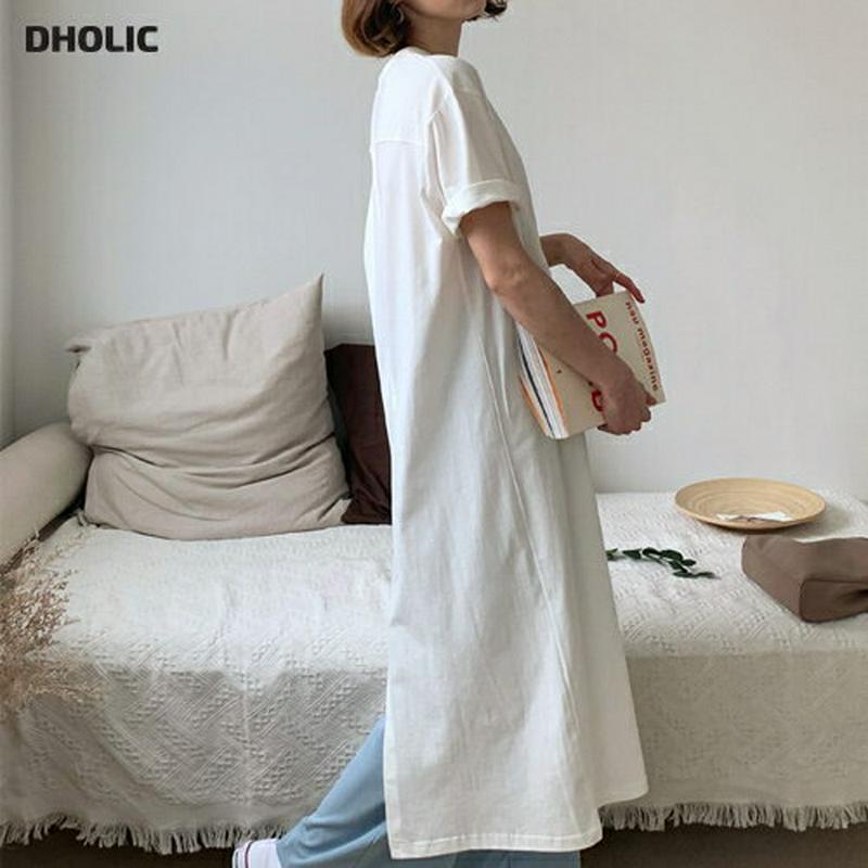 ≪人気商品再入荷≫バックスリットロングTシャツ・全3色・t58612 レディース 【tops】 韓国ファッション トップス Tシャツ ロング ワンピース スリット バックスリット 体型カバー 半袖 無地 ゆったり 大きい カジュアル 夏 秋 春