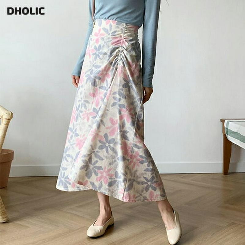 ギャザー花柄スカート・全2色・t58623 レディース 【sk】【スカート ロング丈 ロング マキシ フレア ギャザー シャーリ