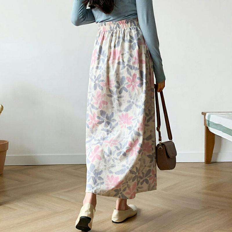 ギャザー花柄スカート・全2色・t58623 レディース 【sk】【スカート ロング丈 ロング マキシ フレア ギャザー シャーリ