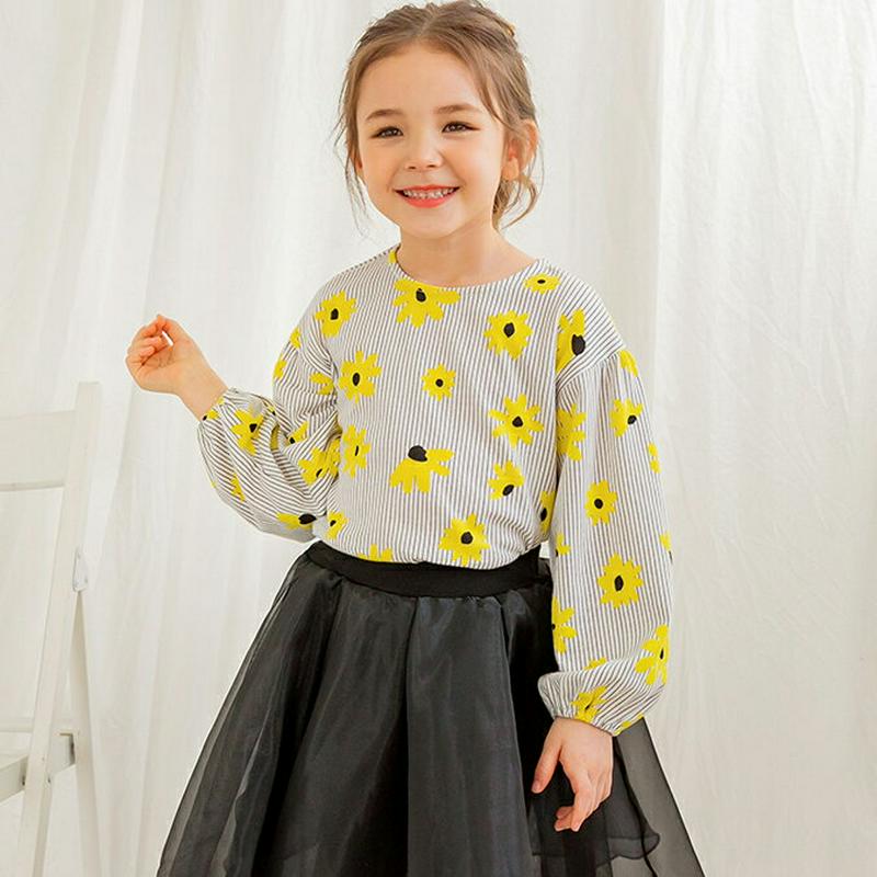 バルーンスリーブ花柄Tシャツ・p000716 キッズ【3~8才】【tops】【トップス Tシャツ 長袖 花柄 フラワー バルーン