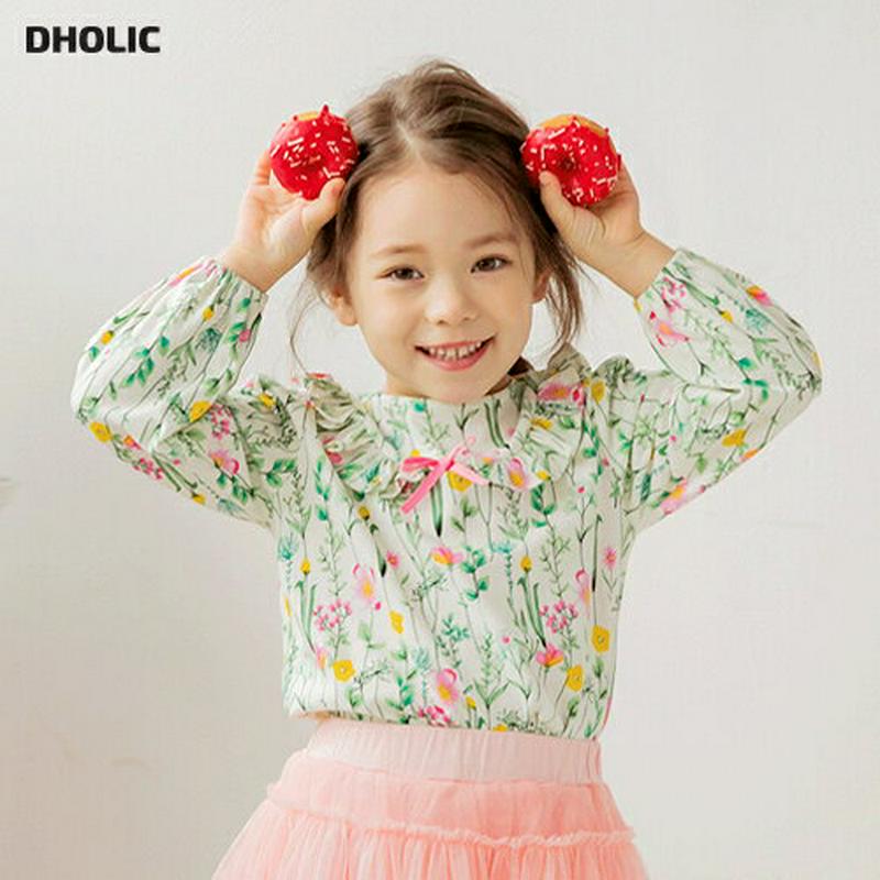 フリルカラー花柄Tシャツ・p000715 キッズ【3~8才】【tops】【トップス Tシャツ 花柄 フラワー フリル フリルネッ