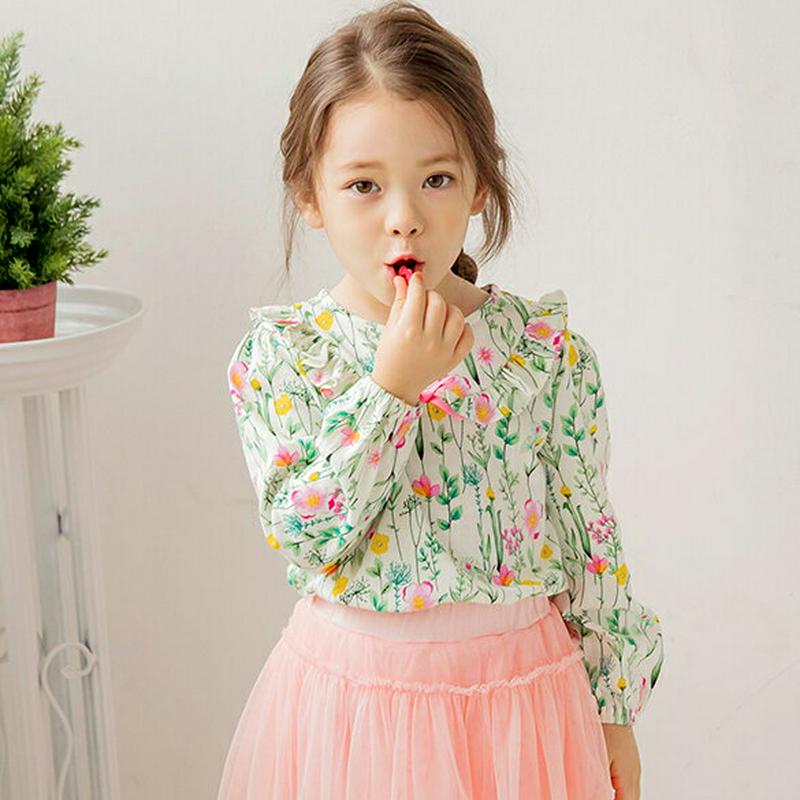 フリルカラー花柄Tシャツ・p000715 キッズ【3~8才】【tops】【トップス Tシャツ 花柄 フラワー フリル フリルネッ