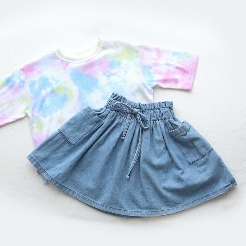 サイドポケットデニムスカート・p000720 キッズ【3~8才】【sk】【スカート デニム ミニスカート ショート丈 ミニ デニ