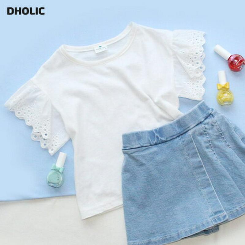袖レースTシャツ・p000721 キッズ【3~8才】【tops】【トップス Tシャツ レース 袖コンシャス パンチング 単色 可