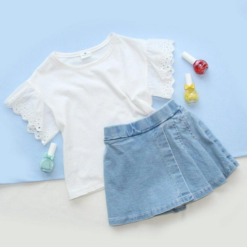 袖レースTシャツ・p000721 キッズ【3~8才】【tops】【トップス Tシャツ レース 袖コンシャス パンチング 単色 可