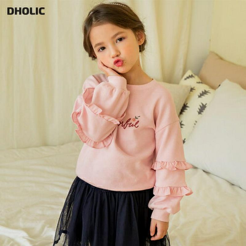袖フリルレタリングスウェット・p000583 キッズ【3~8才】【tops】【トップス スウェット トレーナー　ロゴ レタリング