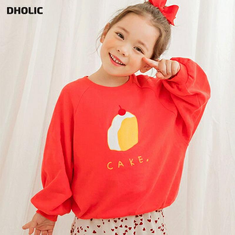 cakeプリントスウェット(レッド)・p000603 キッズ【3~8才】【tops】【トップス スウェット トレーナー 長袖 ケ