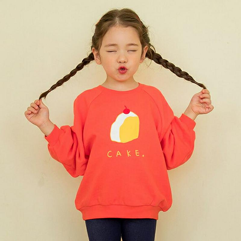 cakeプリントスウェット(レッド)・p000603 キッズ【3~8才】【tops】【トップス スウェット トレーナー 長袖 ケ