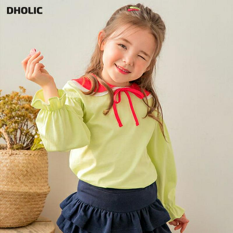 配色ラウンドカラーTシャツ・p000590 キッズ【3~8才】【tops】【トップス Tシャツ 長袖 ラウンドネック 可愛い か