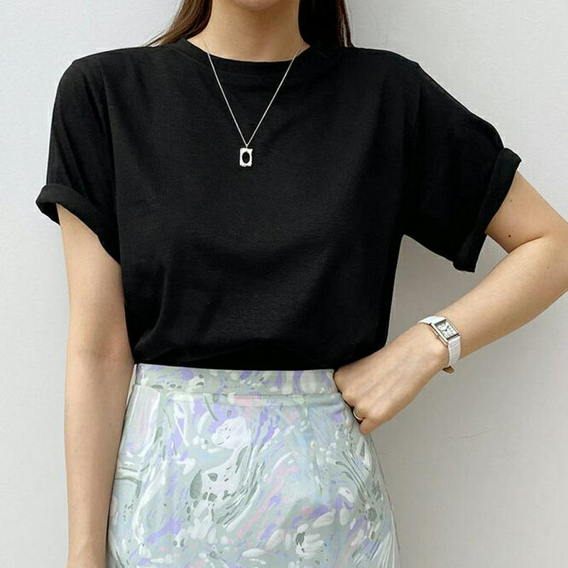 ショートスリーブTシャツ・全3色・b61566 レディース【tops】【トップス Tシャツ 半袖 半そで ショート丈 単色 無地