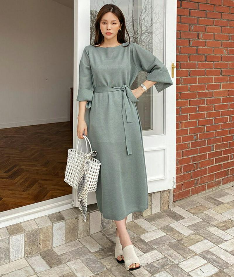 ストラップ付ニットワンピース・全3色・b61582 レディース【ops】【ワンピース ニット ニットワンピース ロング ロングワ