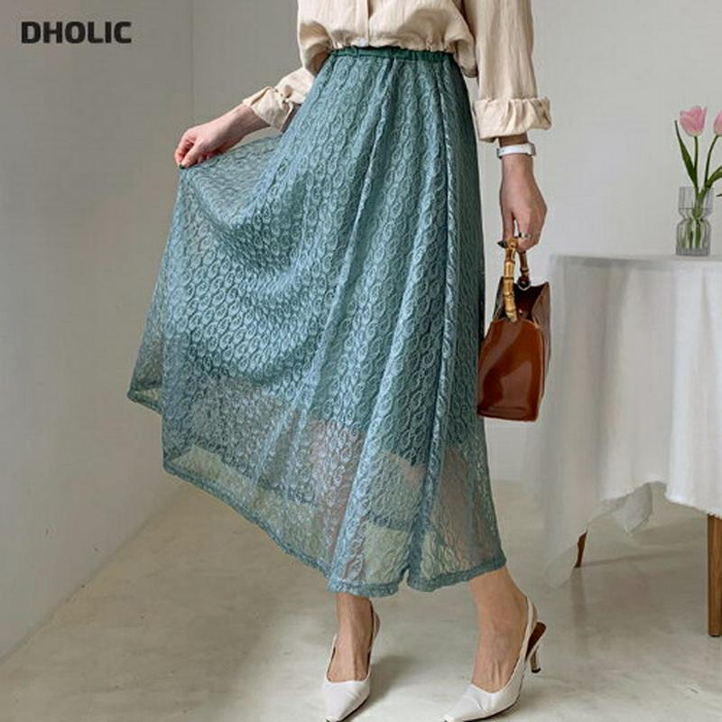 ペイズリーレーススカート・全4色・b61587 レディース【sk】【スカート ロング ロングスカート 透け感 シースルー シアー