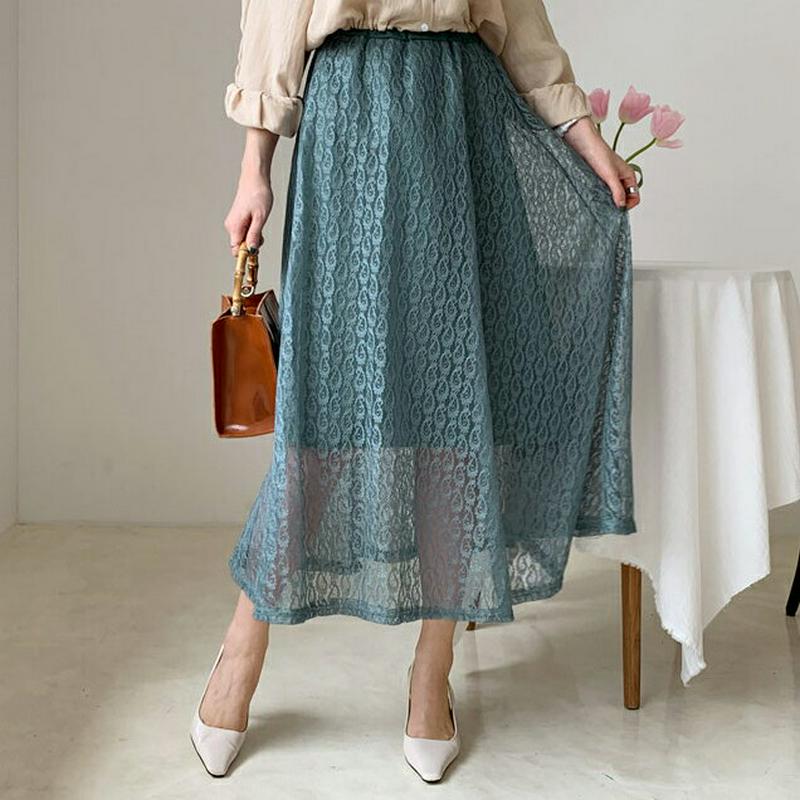 ペイズリーレーススカート・全4色・b61587 レディース【sk】【スカート ロング ロングスカート 透け感 シースルー シアー