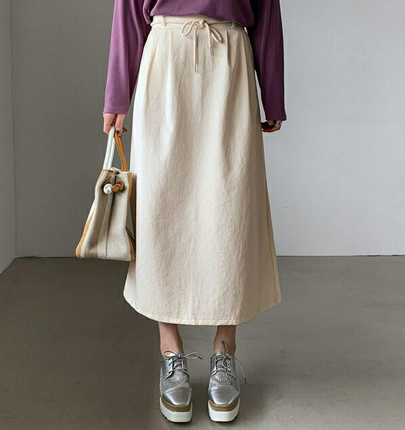 ストラップ付スカート・全3色・t61507 レディース【sk】【スカート ロング ロングスカート 単色 無地 シンプル カジュア