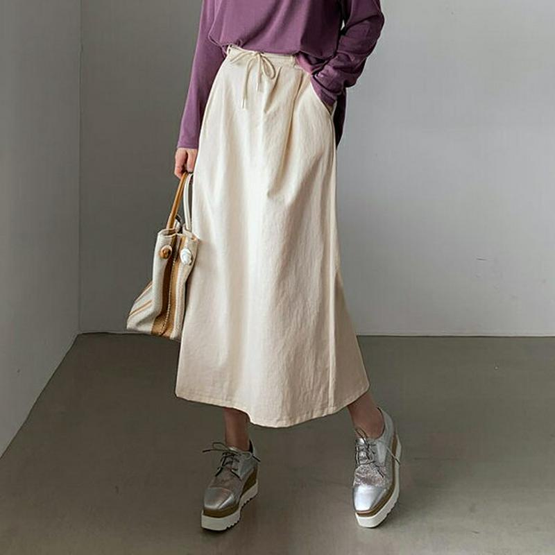 ストラップ付スカート・全3色・t61507 レディース【sk】【スカート ロング ロングスカート 単色 無地 シンプル カジュア