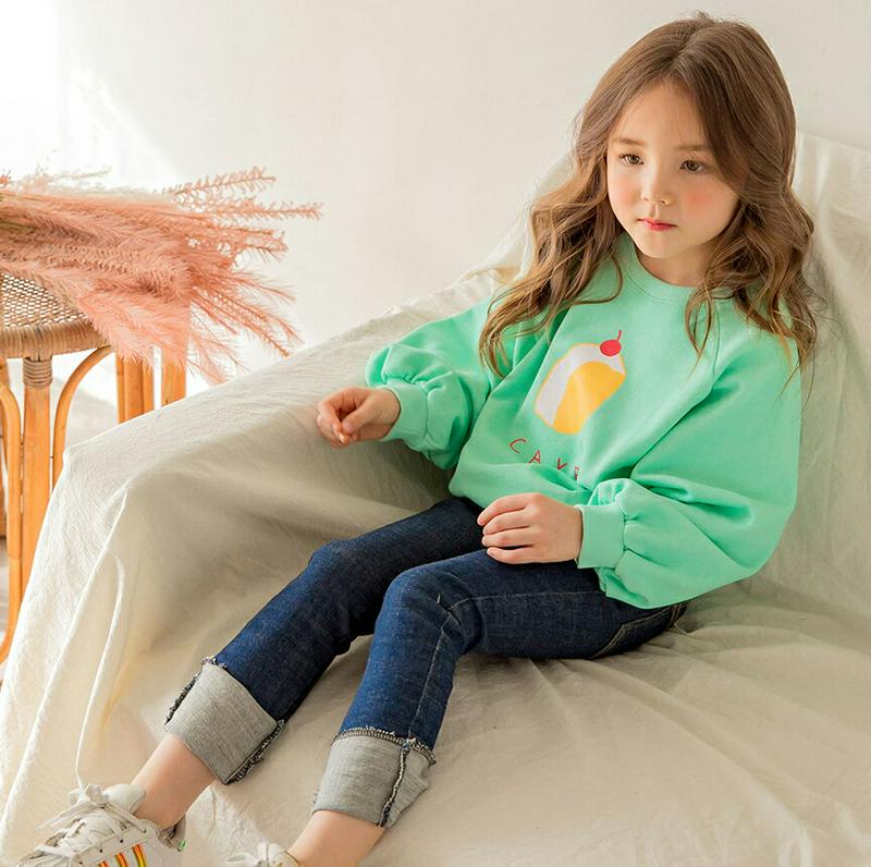 cakeプリントスウェット(ミント)・p000605 キッズ【3~8才】【tops】【トップス スウェット トレーナー ケーキ 