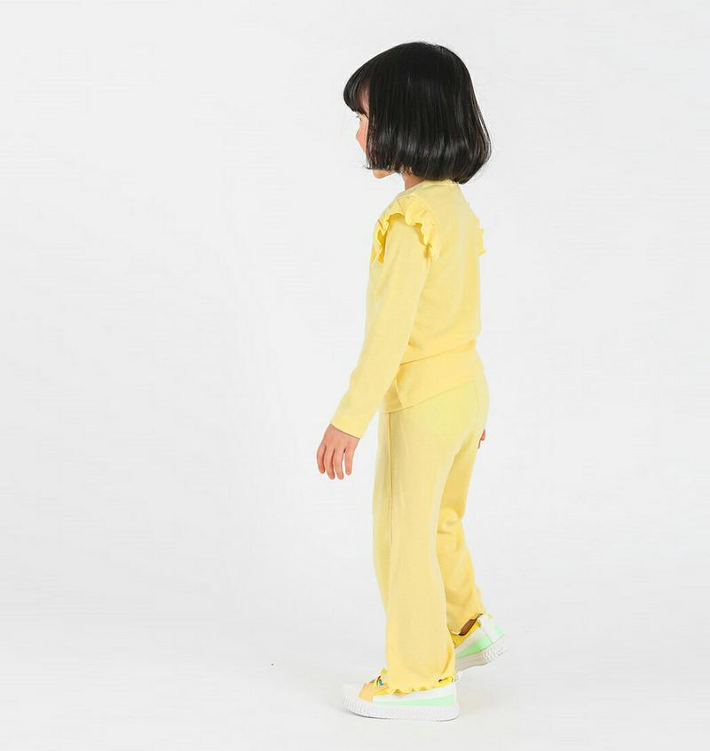 ハートスパンコールTシャツ&パンツSET・p000658 キッズ【3~8才】【set】【セットアップ トップス Tシャツ 長袖 フリル スパンコール ハート ロングパンツ ズボン 長ズボン パンツ 単色 カジュアル 女の子 子供 こども 子供服 こども服】【KIDS】