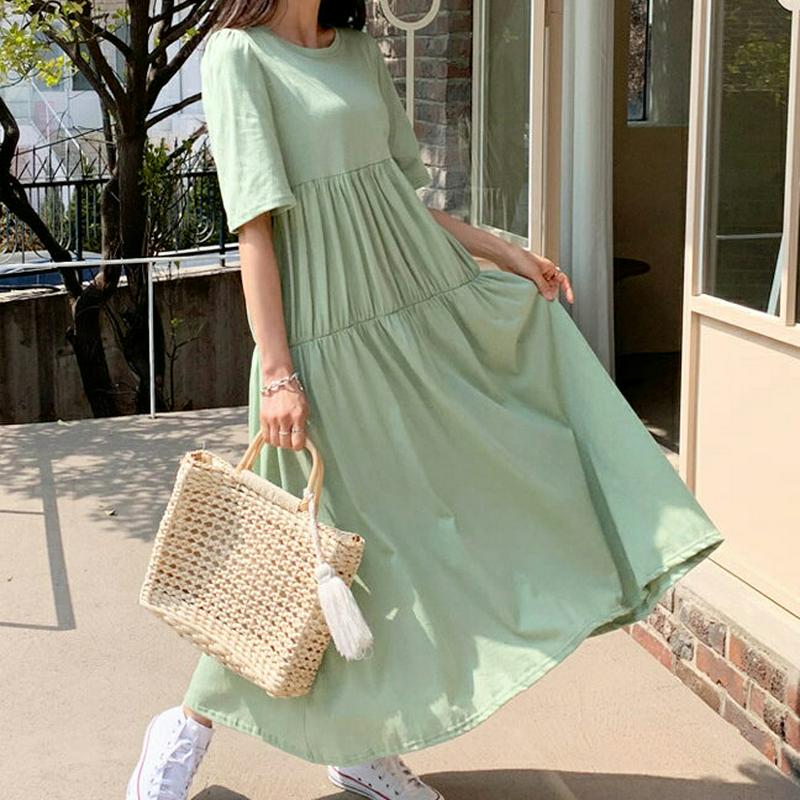 ティアードロングワンピース・全3色・b55721 レディース 【ops】【ワンピース ロング丈 ロング フレア ティアード 半袖