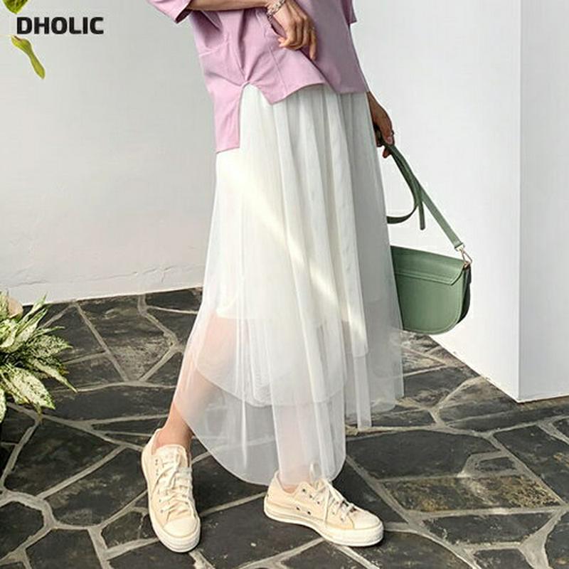 レイヤードチュールスカート・全4色・t55702 レディース 【sk】【スカート ロング丈 ロング フレア シフォン 無地 レイ